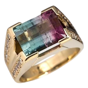 Vintage Bi-Color Tourmaline Gold Ring