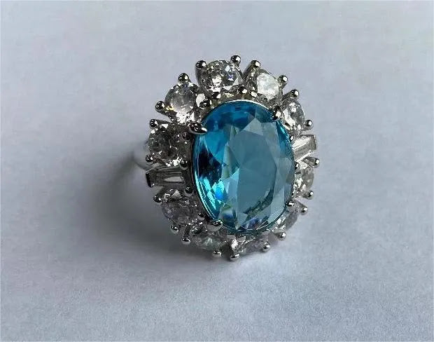 Classic 7ct Oval Blue Sapphire Halo Ring