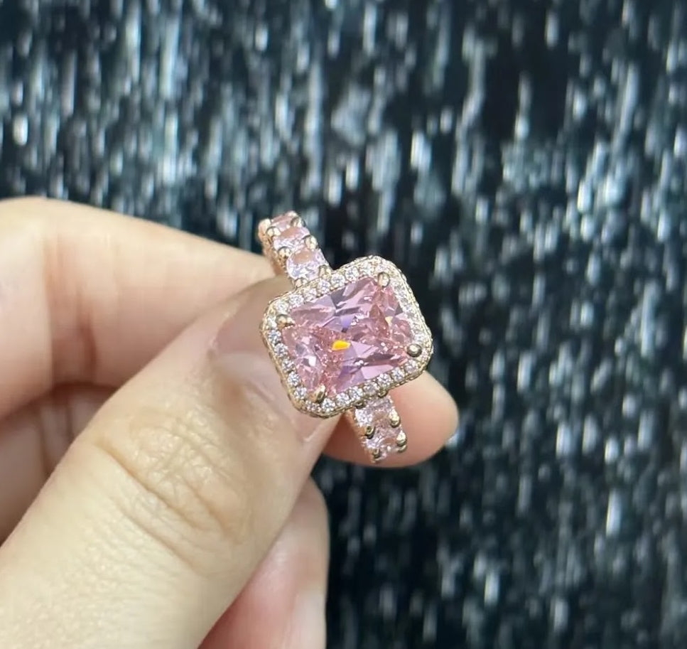 Statement in Pink: 7ct Radiant Cut Sapphire with Shoulder Stones