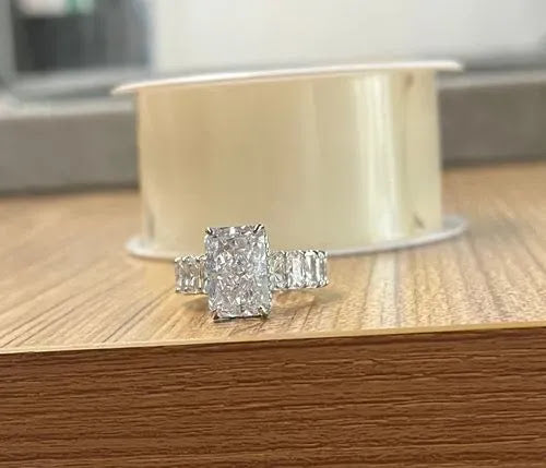 Fascinating 5ct Radiant-Cut White Sapphire Engagement Ring