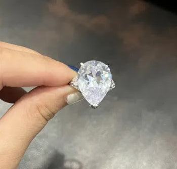 20ct Pear-Cut White Sapphire Engagement Ring
