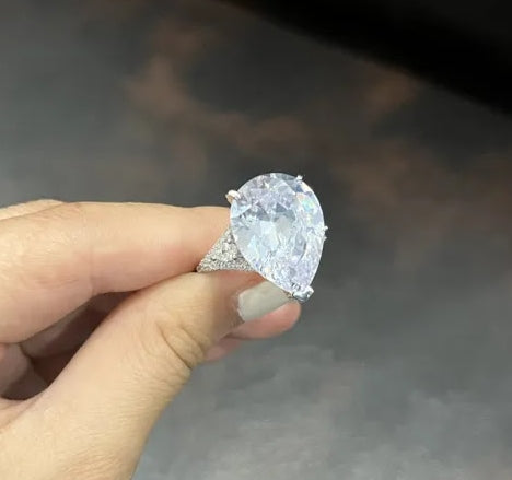 20ct Pear-Cut White Sapphire Engagement Ring