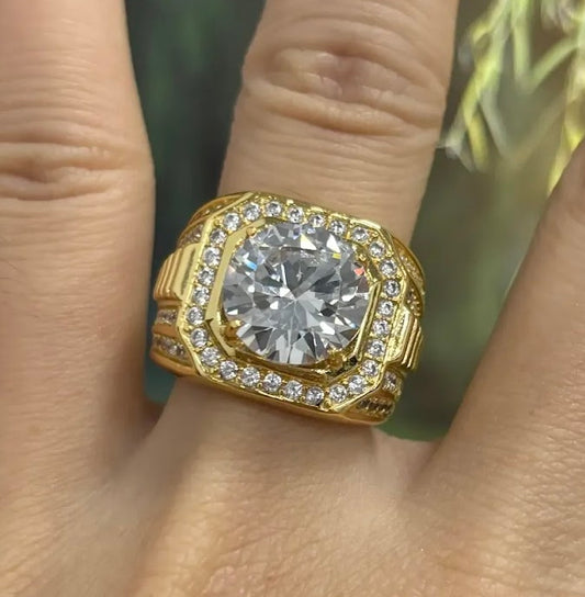 5-Carat Round-Cut White Sapphire Men’s Engagement Ring