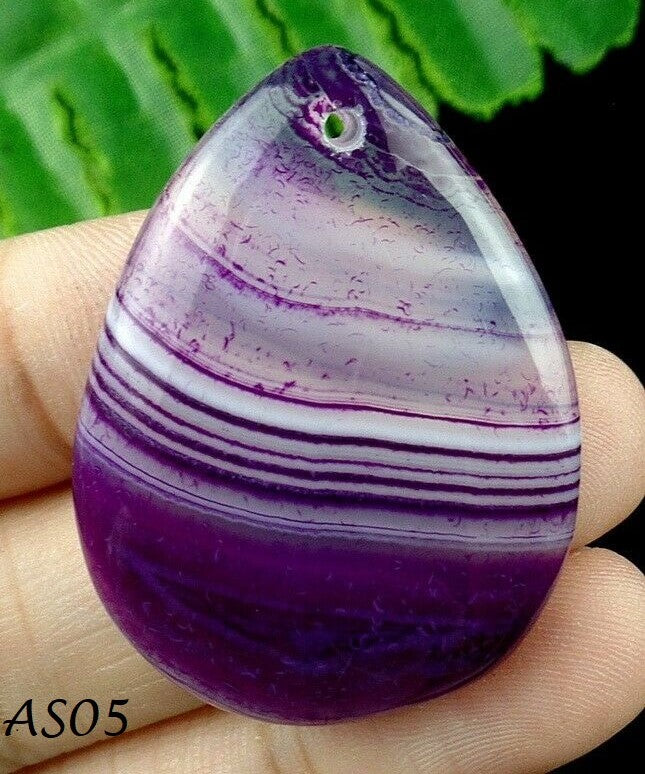 Natural Purple stripes agate teardrop pendant bead