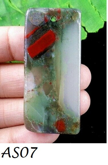 Natural Grey Indian Agate oblong pendant bead