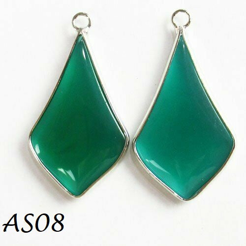 Natural 2Pcs Wrapped Green Agate Teardrop Pendant Bead