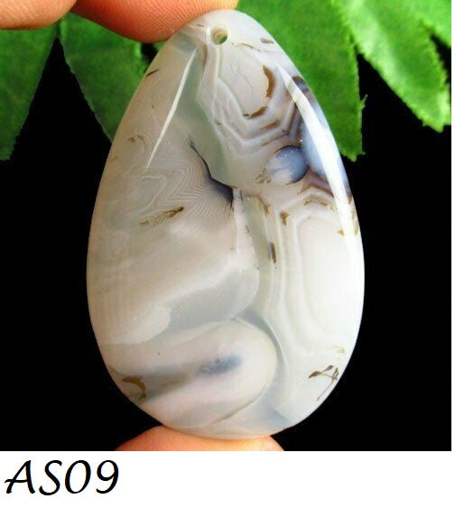 Natural Scenic Dendritic Agate Teardrop Pendant Bead