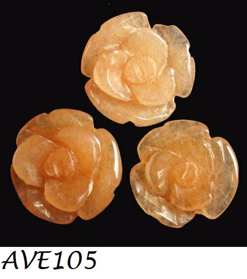 Natural 3Pcs Carved Yellow Aventurine Flower Cab Cabochon