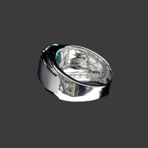 Natural Oval Gentle Heated Blue Zircon Silver Ring 6 US