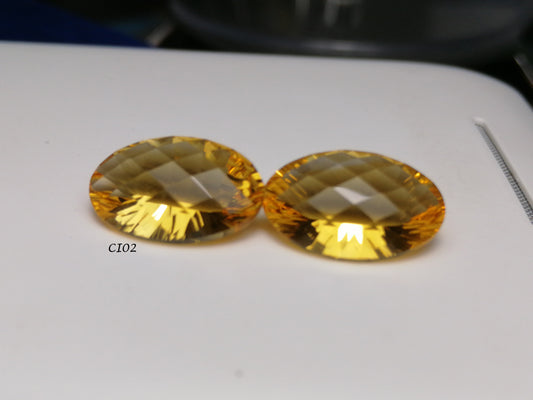 Swiss Lab Certified 8.02ct Yellow Oval Citrine Pair