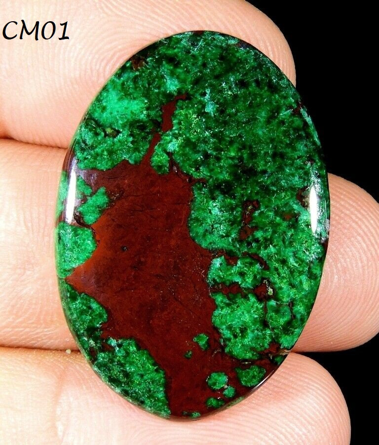 NATURAL CUPRIC CHRYSOCOLLA MALACHITE OVAL CABOCHON GEMSTONE