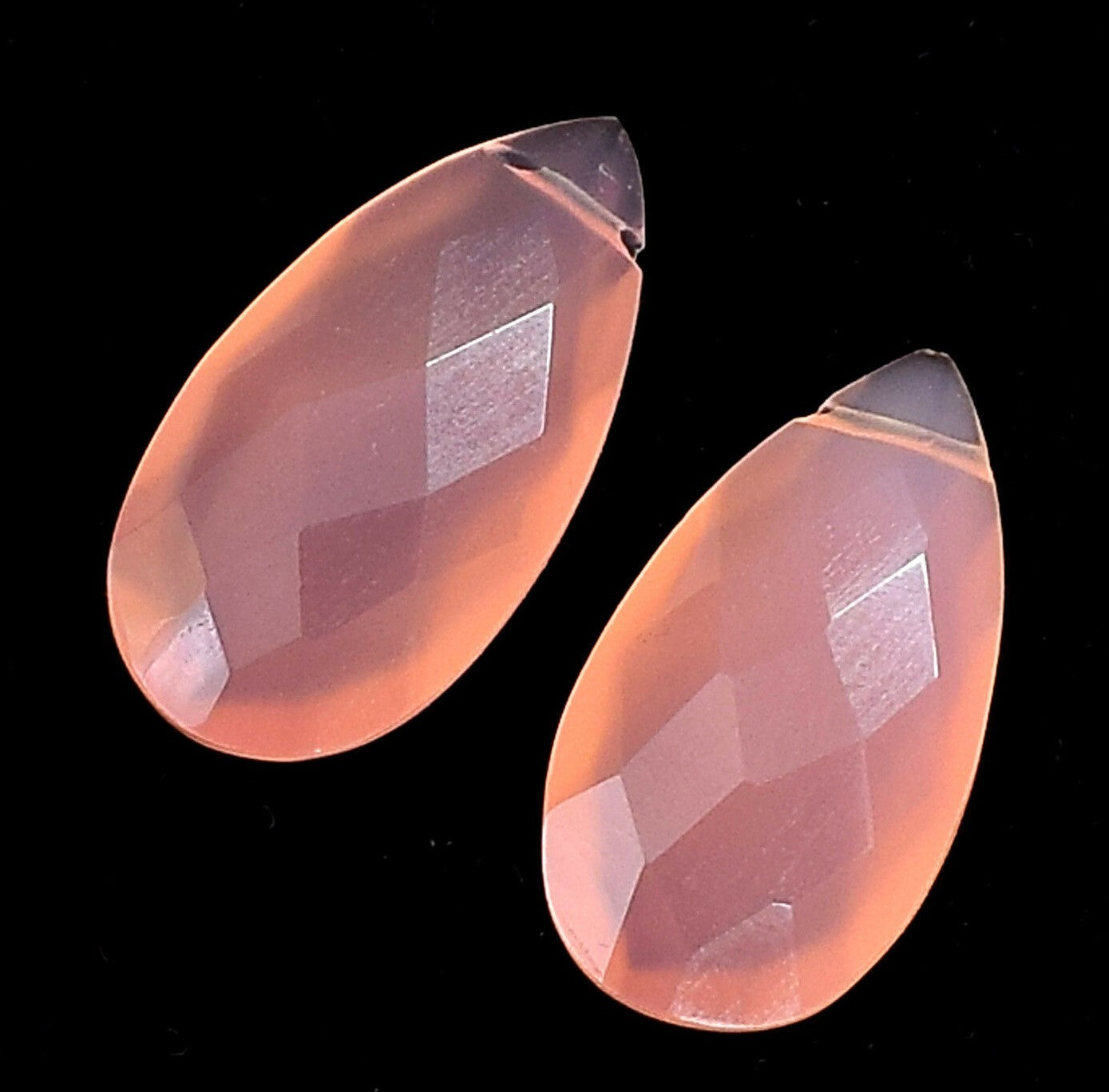 Natural Pink Chalcedony Pear Cut Drilled Loose Gemstone