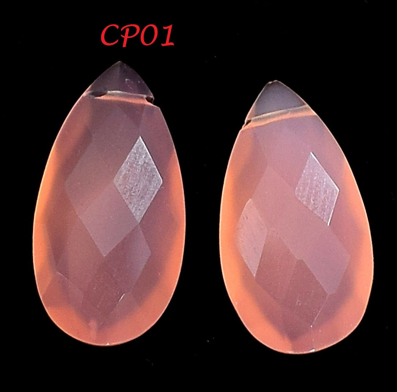 Natural Pink Chalcedony Pear Cut Drilled Loose Gemstone