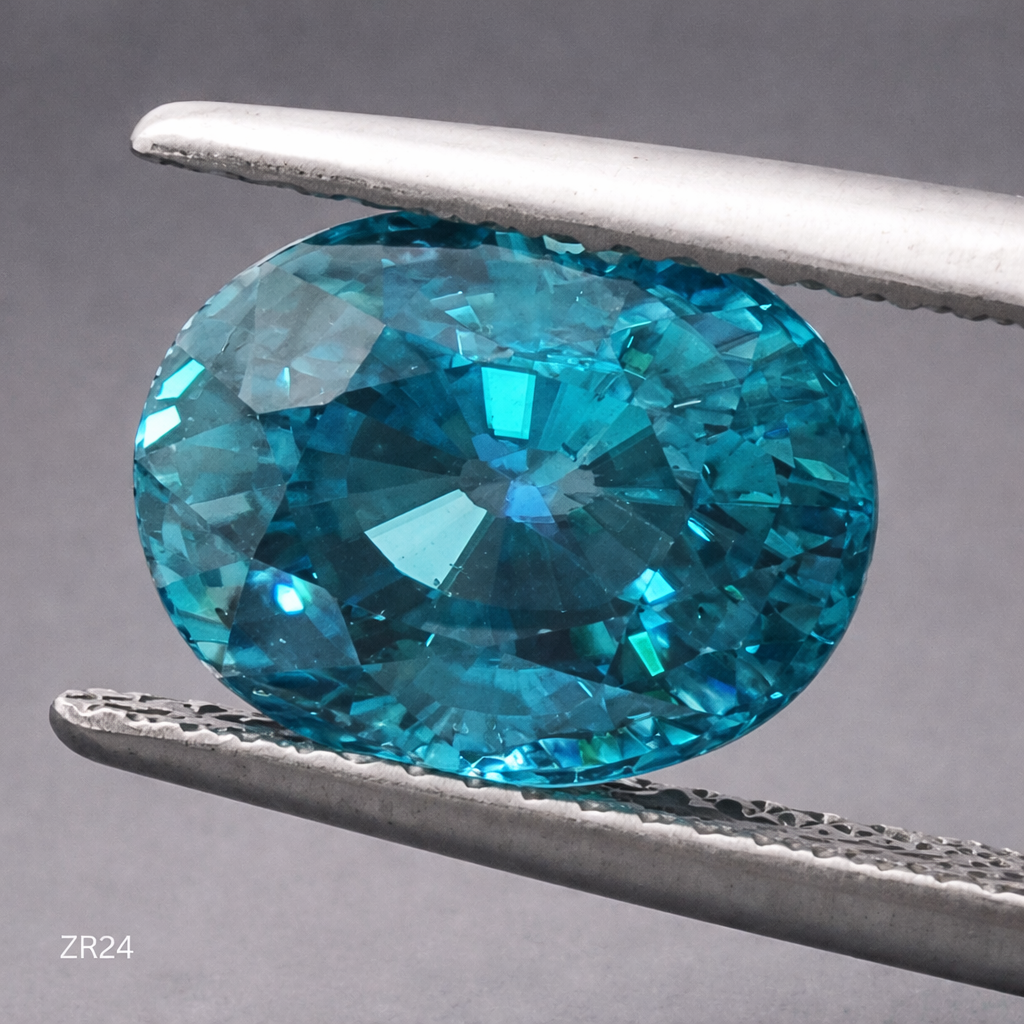 Natural Certified Blue Zircon: Cyan Elegance 6.45cts- ZR24 (24)