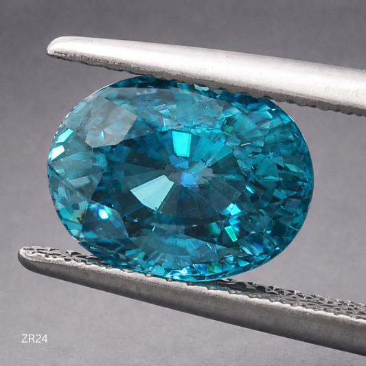 Natural Certified Blue Zircon: Cyan Elegance 6.45cts- ZR24 (24)
