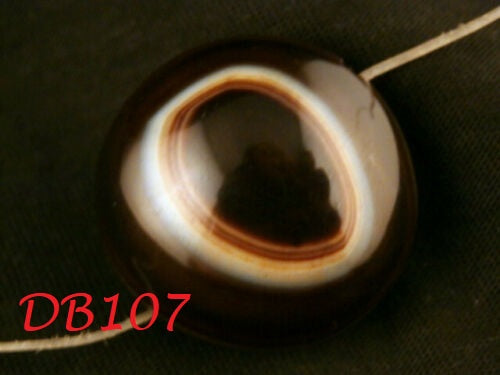 Authentic Tibetan Natural Agate Dzi Devil Eyed Disc Bead