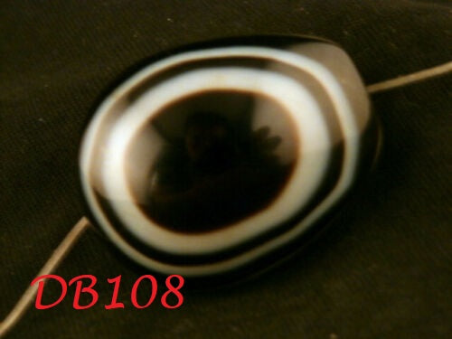 Authentic Tibetan Natural Agate Dzi Black Devil Eyed Bead