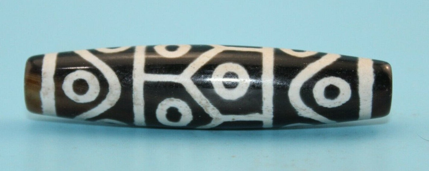 Natural Antique Dzi Agate old 14 eyes Bead from Tibet