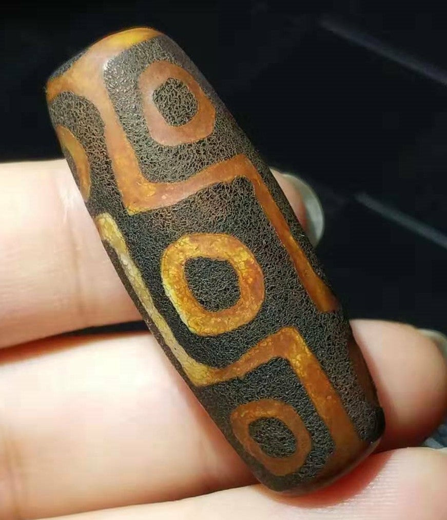 Natural Tibetan 9Eyes Dzi Bead