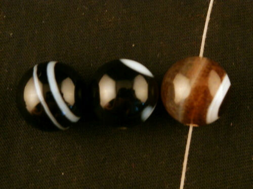 3Pcs Tibetan Natural Dzi Sky Eyed Round Beads