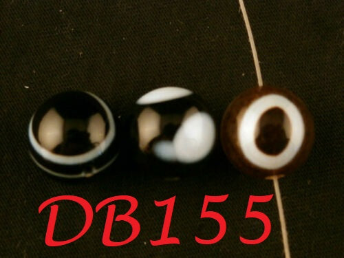 3Pcs Tibetan Natural Dzi Sky Eyed Round Beads