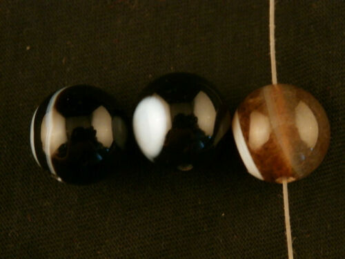 3Pcs Tibetan Natural Dzi Sky Eyed Round Beads