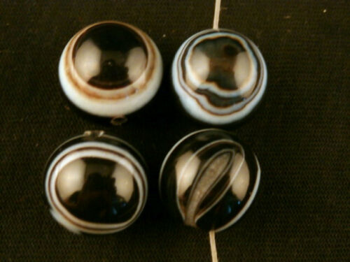 4Pcs Tibetan Natural Dzi Sky Eyed Round Beads DB156