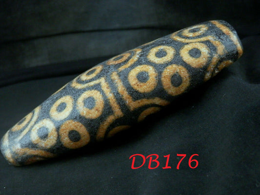 Authentic Rare Natural Large Tibetan Old Dzi 36Eyed Flat Bead (PALM SIZE) DB176