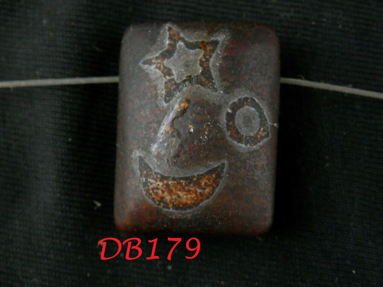 Authentic Natural Tibetan Dragon Vein Dzi Sun/Moon/Star Flat Bead