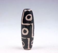 Natural Authentic Tibetan Dzi Bead BLACK AND WHITE 9 EYES DB19