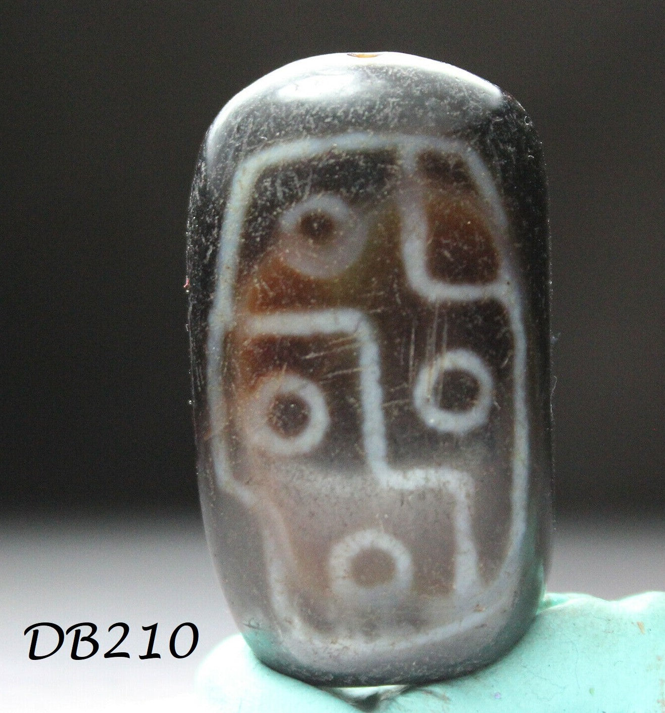 Authentic Natural Tibetan Old Dzi Bead 4 Eyed Pendant from Tibet