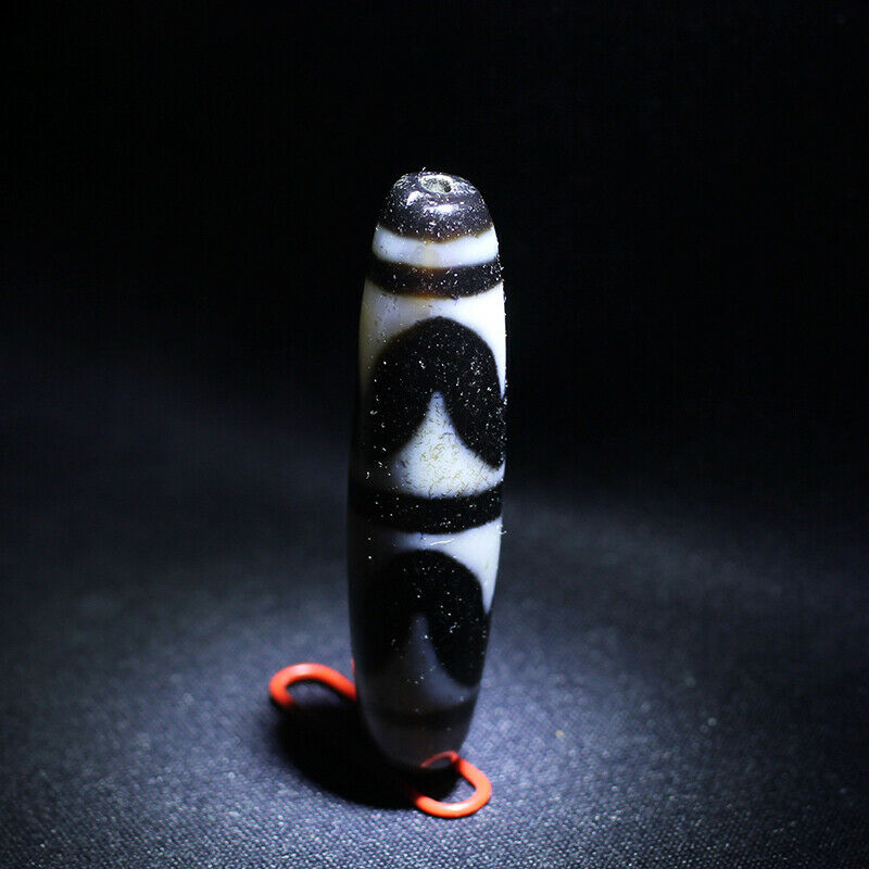 Natural Antique old tibetan Tiger stripes dzi bead pendant Certificate of Authentication