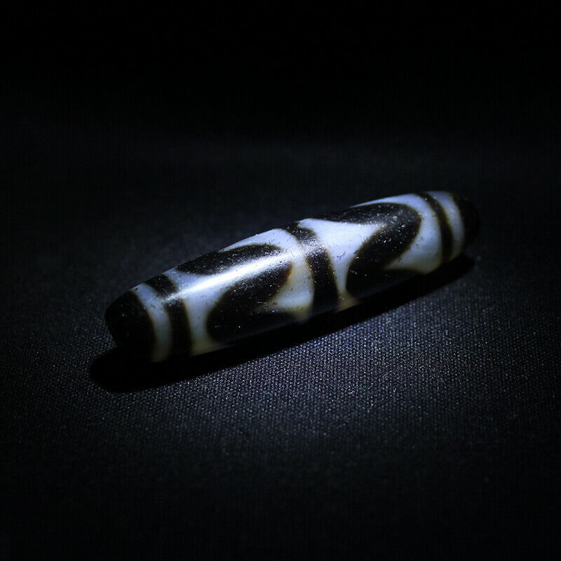 Natural Antique old tibetan Tiger stripes dzi bead pendant Certificate of Authentication