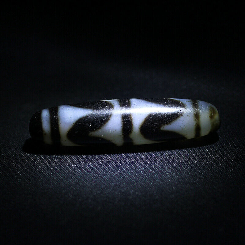 Natural Antique old tibetan Tiger stripes dzi bead pendant Certificate of Authentication