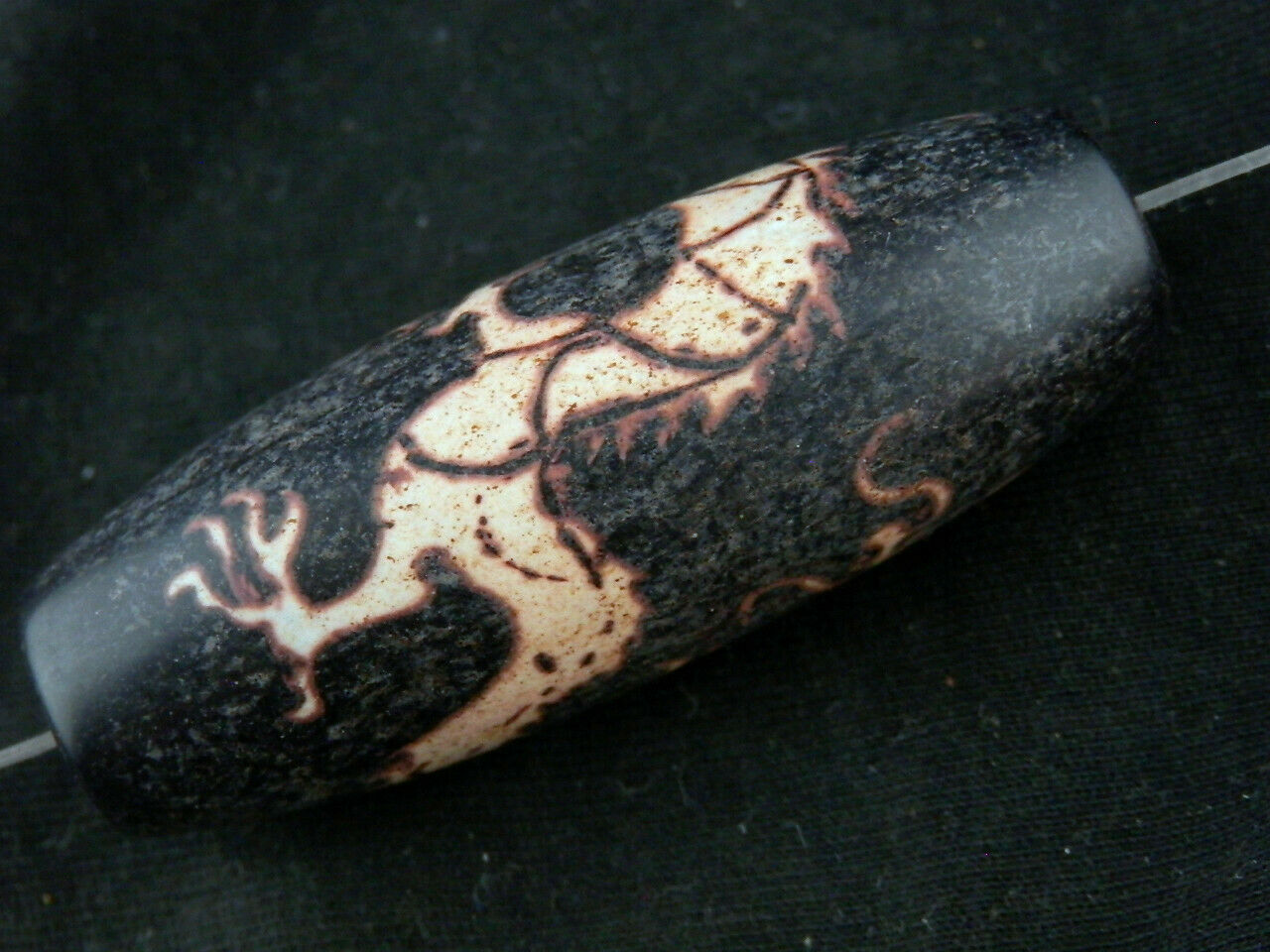 Authentic Natural Fine Rare Large Tibetan Old Dzi Dragon Bead