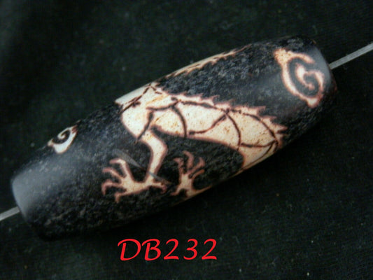 Authentic Natural Fine Rare Large Tibetan Old Dzi Dragon Bead