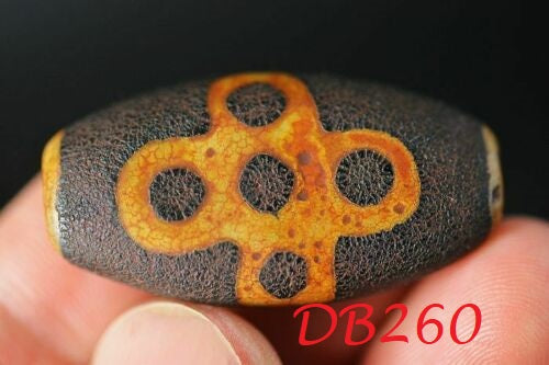 Authentic Natural Tibetan Dzi 5 Eyed Bead DB260