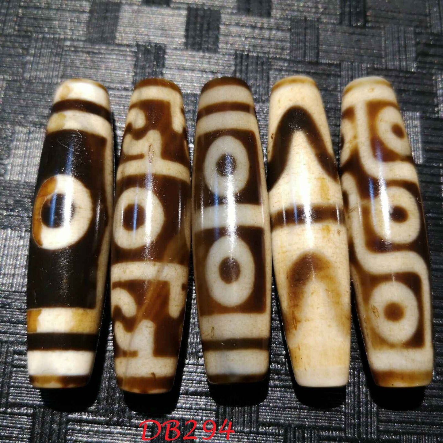 Natural Authentic Tibetan Old Multiple patterns dZi Bead 5pcs