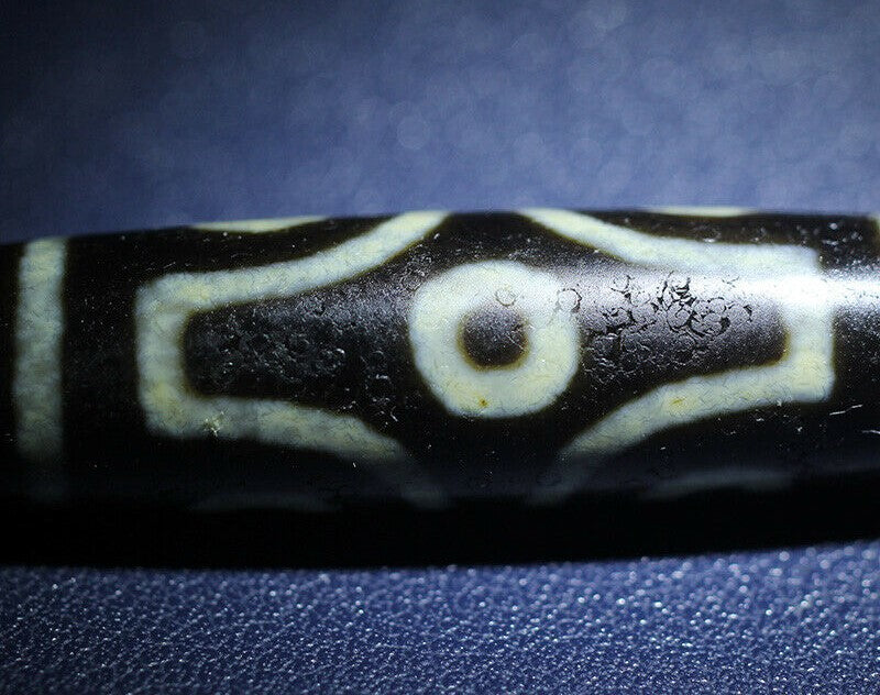 Natural Antique old tibetan 6 eyes longer dzi bead pendant Certificate of Authentication