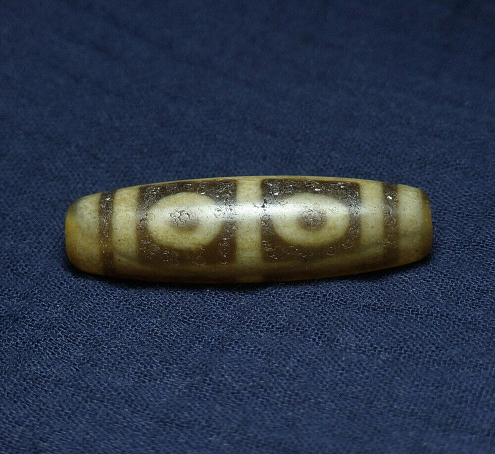 Authentic Natural Certified Tibetan Dzi 4 Eyed Bead DB305