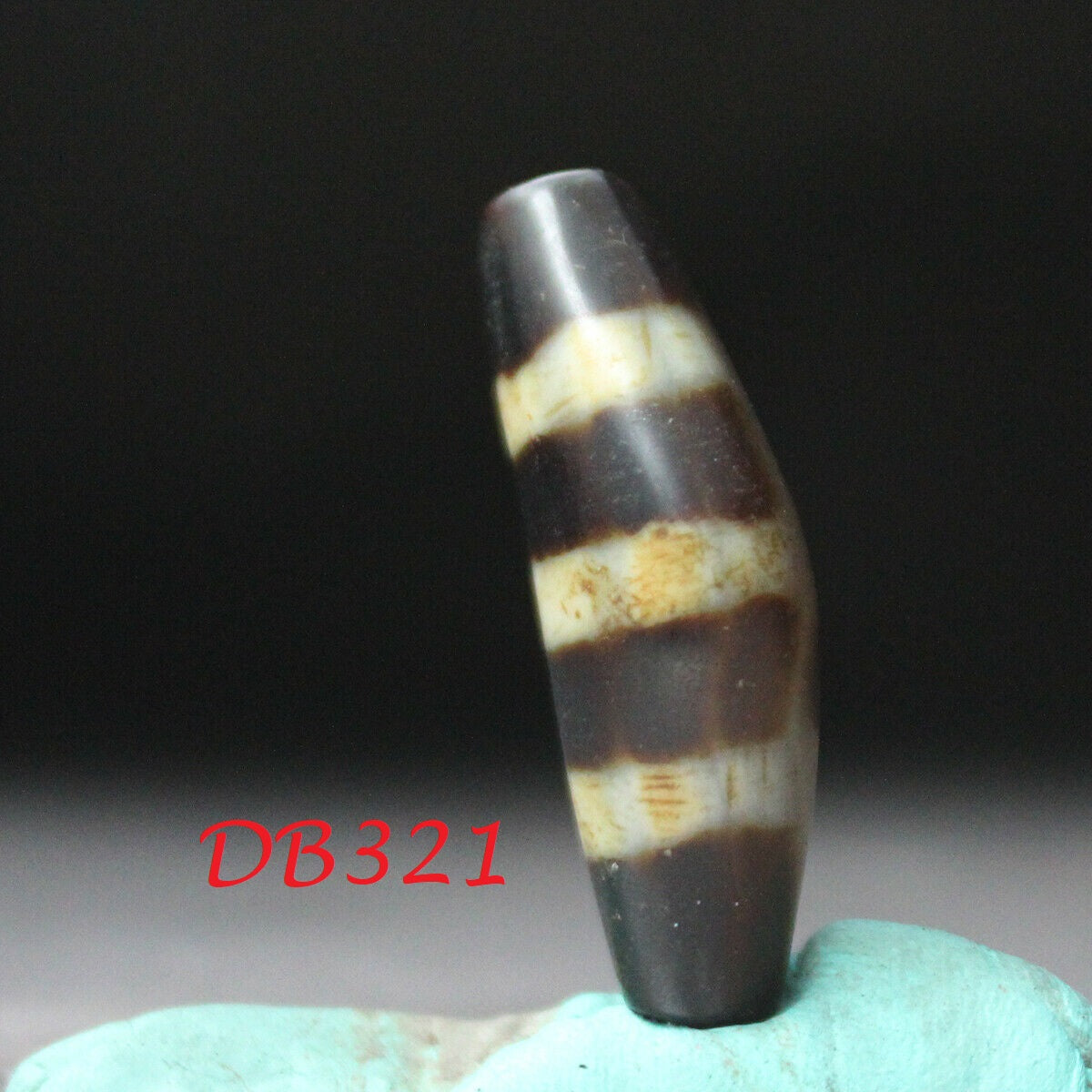 Natural Authentic Tibetan Dzi Bead Stripes Pendant from Tibet