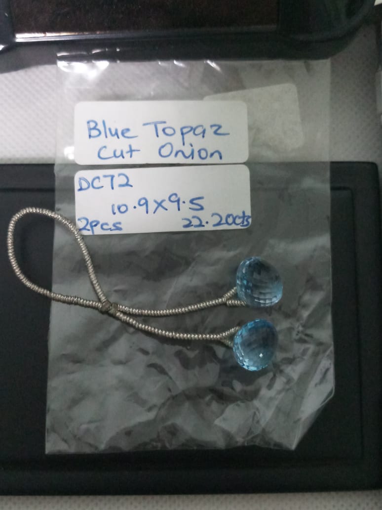 NATURAL BLUE TOPAZ ONION BRIOLLITES