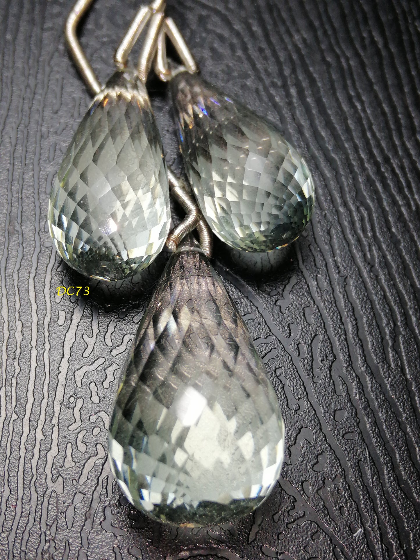 NATURAL GREEN AMETHYST BRIOLLITE DROPS