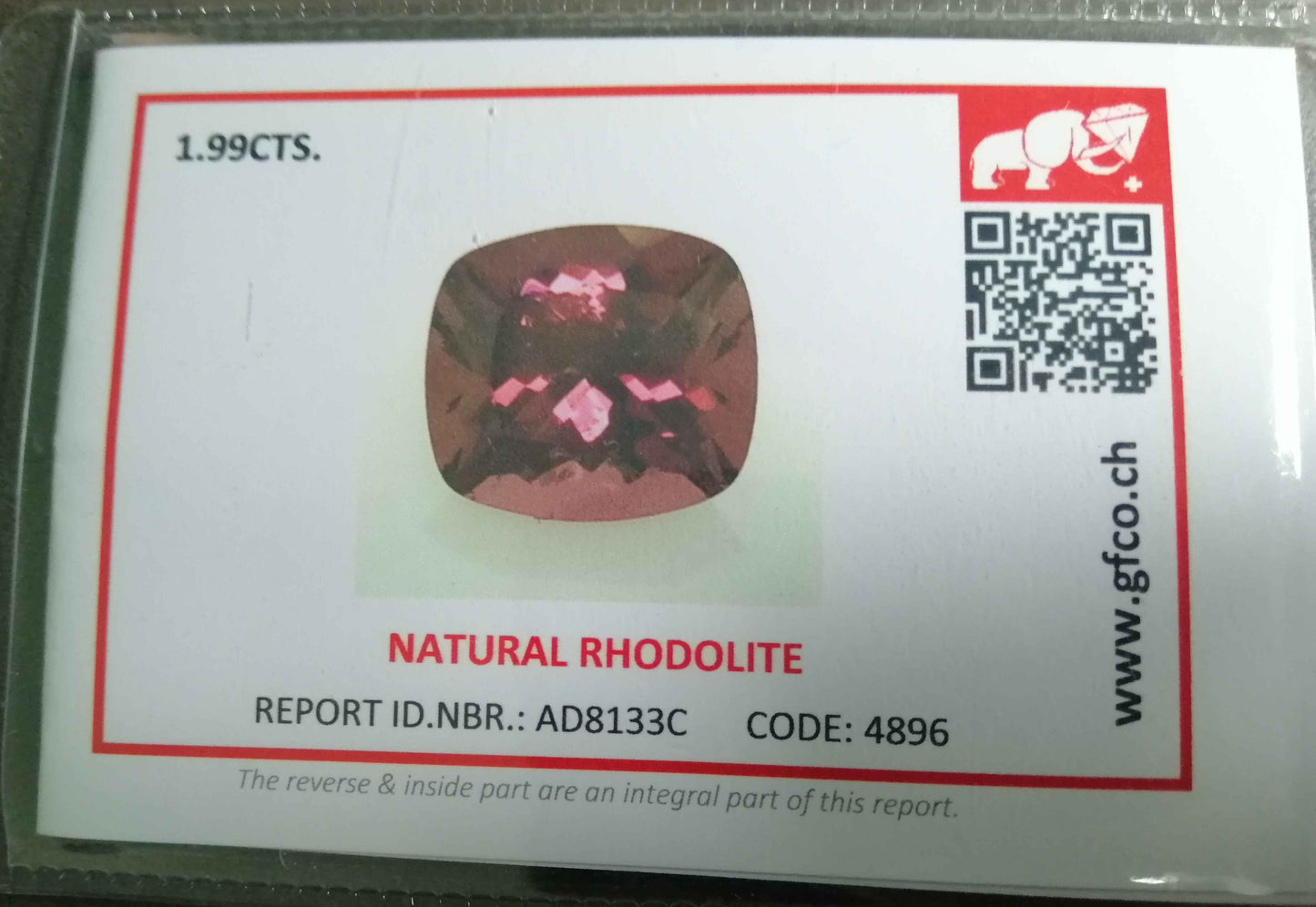 Natural Swiss Certified Garnet: Raspberry Glow 1.99cts- GA02A (24)