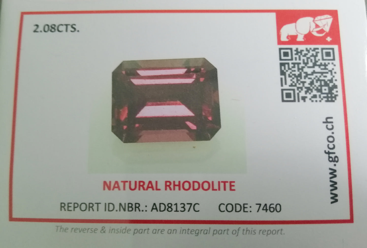 Natural Swiss Lab Certified Garnet: Sparkling Pink 2.08ct- GA02E (24)