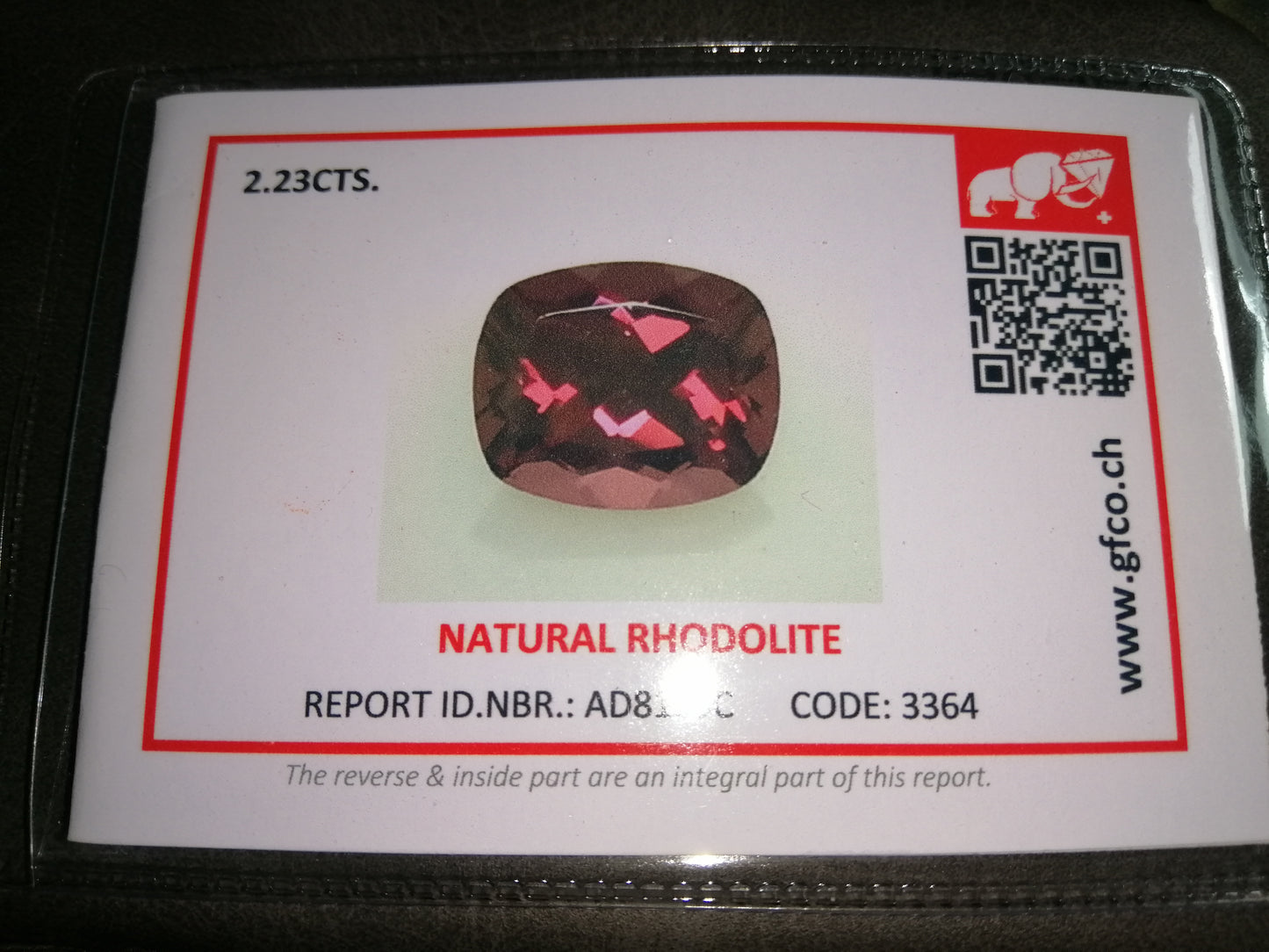 Natural Swiss Certified Garnet: Raspberry Garnet 2.23cts- GA02G (24)