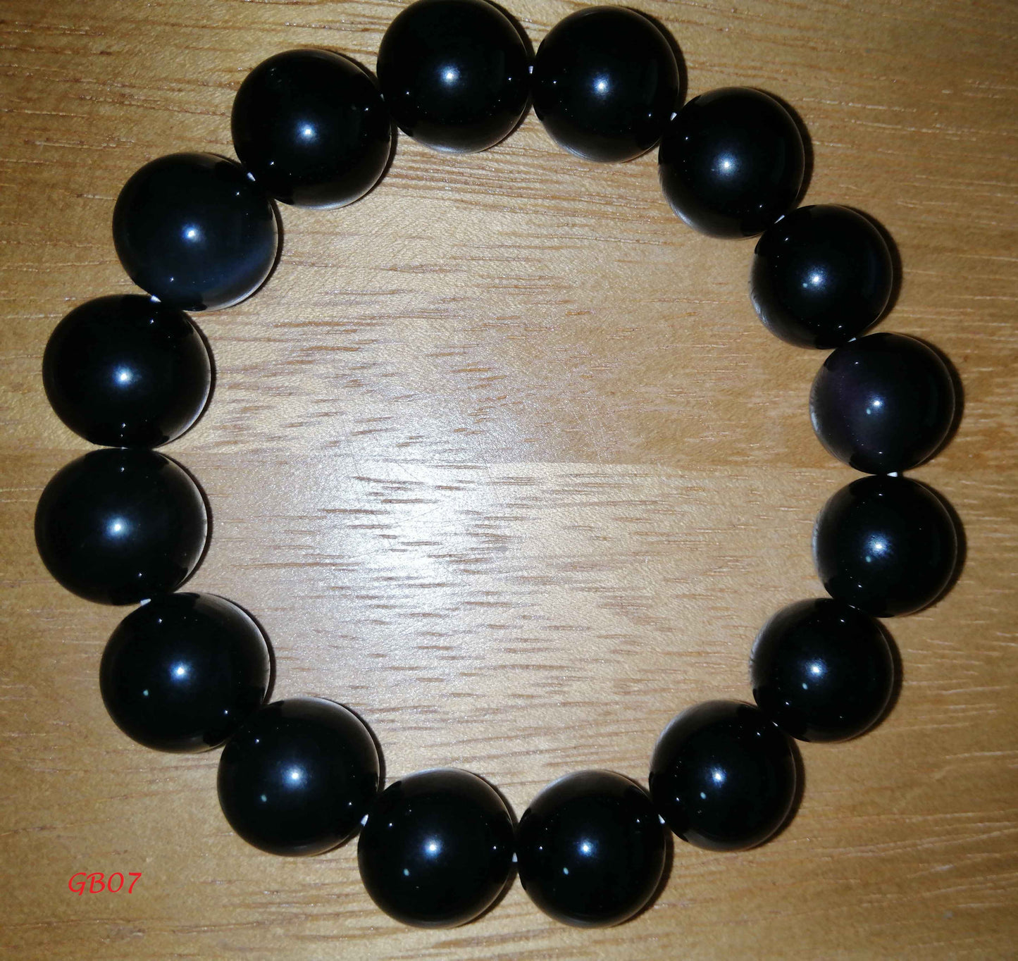 NATURAL BLACK OBSIDIAN BRACELET (12.5MM)