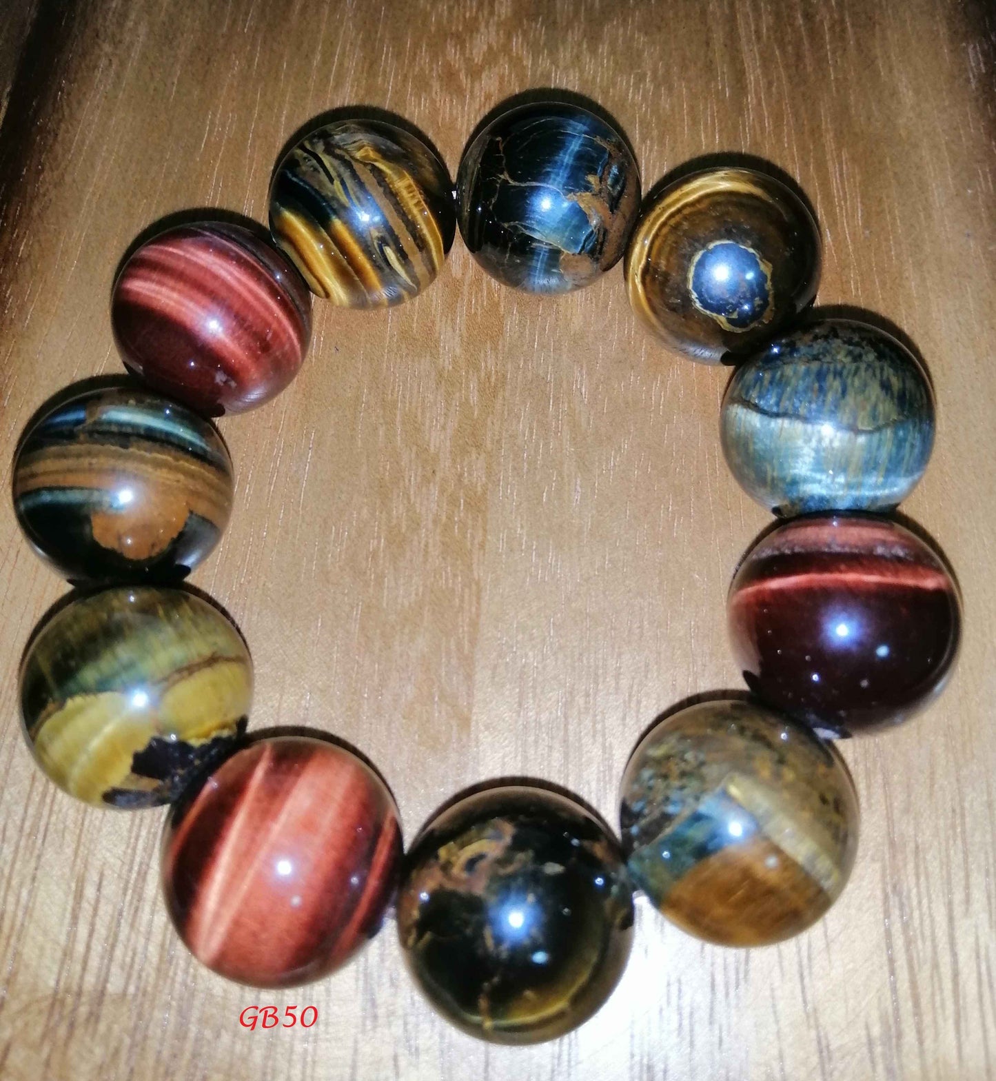 NATURAL MIXED TIGER EYE BRACELET (20MM)