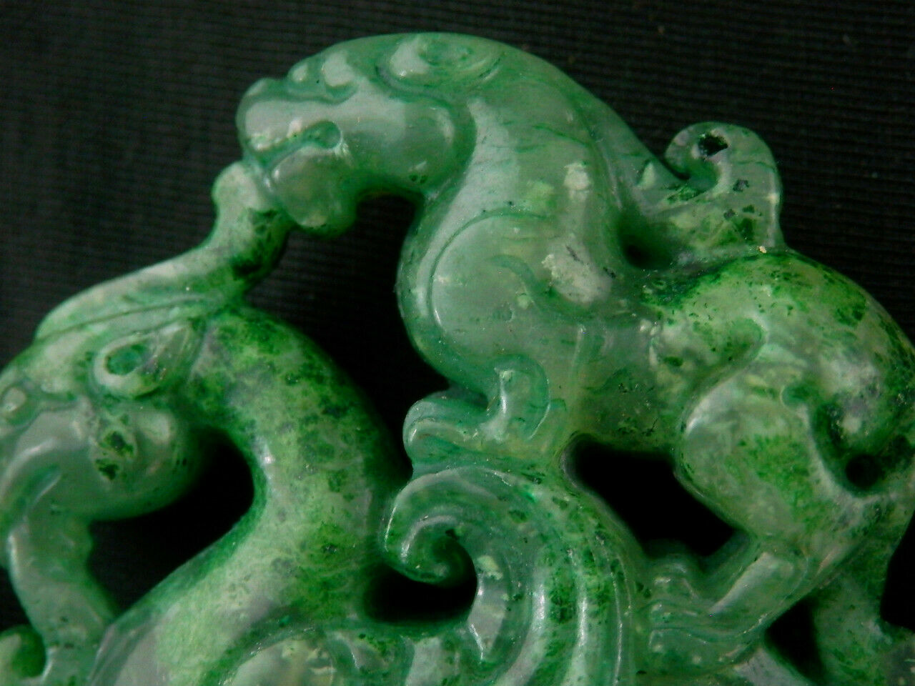 Natural Chinese Green Jade PiXiu On Phoenix Pendant