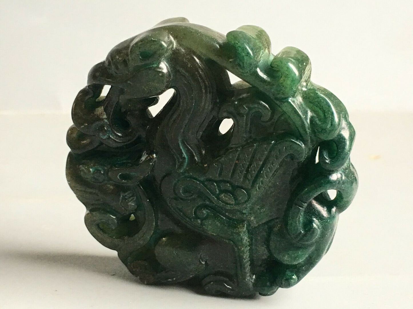 Chinese old natural jade hand-carved Phoenix statue pendant JB124